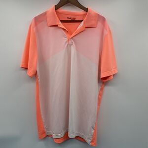 Fila Golf Polo Shirt Mens XL Athletic Fit Short Sleeve Peach Coral White